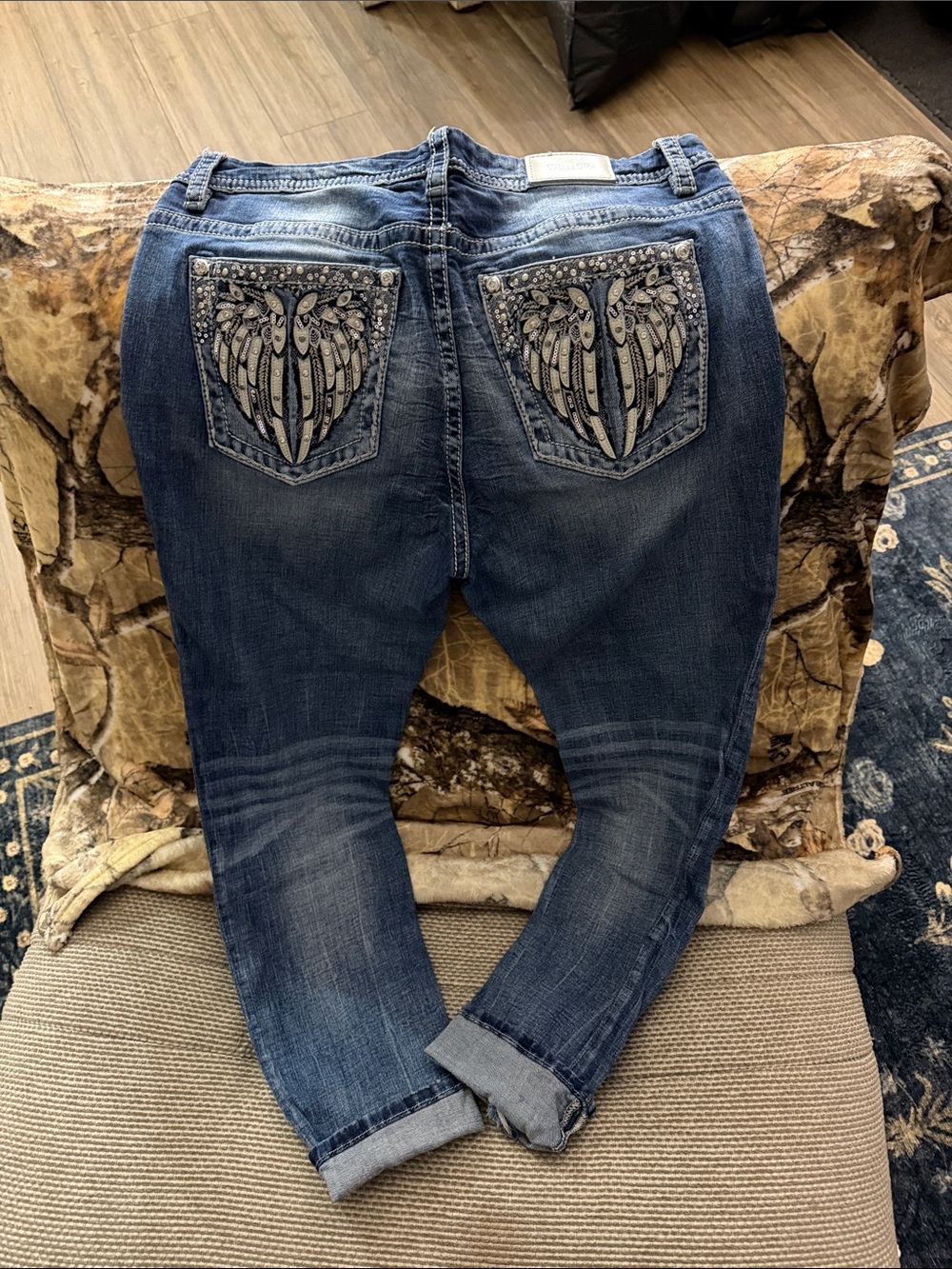 Miss Me Blue Embellished Back Pocket Boyfriend Jeans